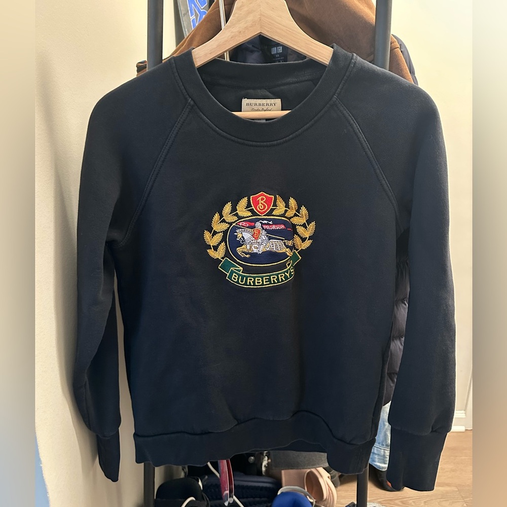 Burberry Black Crewneck Sweatshirt with Emblem
